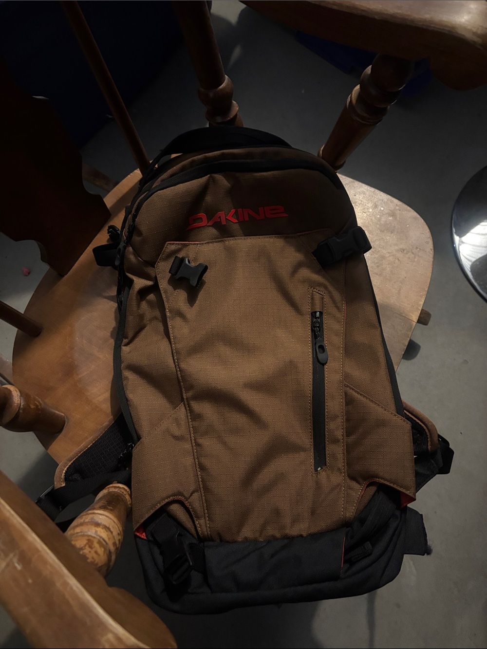Dakine Brown and Black Backpack with Red Logo